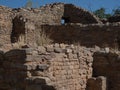 Stone and Mortar Walls of the Ruins at Aztec Ruins National Monument in Aztec, New Mexico