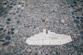 Stone mosaic on floor illustrating old city St. Paul de Vence, France, Cote d`Azur