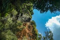 Stone mountain with blue sky in erawan waterfall natiaonal park Royalty Free Stock Photo