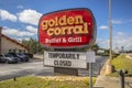 Golden Corral street sign angled view