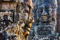 Stone murals and statue Bayon Temple Angkor Thom. Angkor Wat the