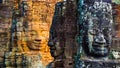 Stone murals and statue Bayon Temple Angkor Thom. Angkor Wat the