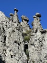 Stone mushrooms in the Akkurum tract against blue sky, the rock formations of a bizarre shape, Altai, Russia