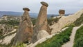 Stone mushrooms, The city Urgup, Cappadocia, Turkey. Royalty Free Stock Photo