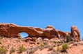 Stone natural arch Windows. A natural phenomenon, the Moab Desert, Utah Royalty Free Stock Photo