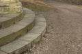 Stone old staircase in the autumn city park.