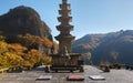 Stone Pagoda in Korean Buddhist Temple Mt. Cheongryang Provincial Park in Bongwha Royalty Free Stock Photo