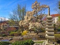 Stone pagoda Setagaya Park in springtime Vienna Royalty Free Stock Photo