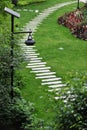 Stone path in garden Royalty Free Stock Photo