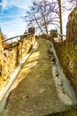 Stone path of an old bridge in the Proosdij park Royalty Free Stock Photo