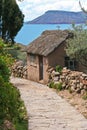 Stone path on Taquile Island in Lake Titicaca, Per