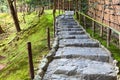 Stone pathway and stair are for walking in beautiful moss garden of Ginkakuji shrine. The Ginkaku-ji or Jisho-ji is a Zen temple Royalty Free Stock Photo