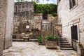 Stone Patio in Kotor Old Town Royalty Free Stock Photo