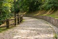 A stone paved path leading down from the mountain Royalty Free Stock Photo