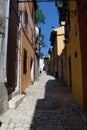 Stone paved street in Rovinj,Croatia Royalty Free Stock Photo