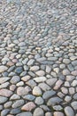 Stone pavement with river pebble gravel