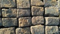 Stone pavement texture. Granite cobblestoned pavement background. Abstract background of old cobblestone pavement close-up. Prague Royalty Free Stock Photo