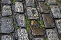 Stone pavement texture. Granite cobblestoned pavement background. Royalty Free Stock Photo