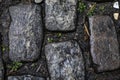 Stone pavement texture. Granite cobblestoned pavement background. Royalty Free Stock Photo