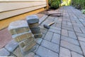 Stone Pavers and Tools for Side Yard Hardscape Royalty Free Stock Photo