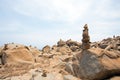 Stone pebbles stacked on the rocks in Aruba Island