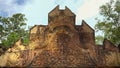 Pediment with a carved elephant at banteay srei in angkor region