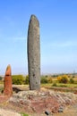 Stone phalluses menhirs in Metsamor in Armenia