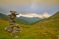 Stone pile mark on mountain Royalty Free Stock Photo