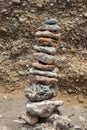 A stone pile on the sea beach. Stone tower closeup. Royalty Free Stock Photo