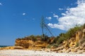 A stone pile on the sea beach. Stone tower closeup. Royalty Free Stock Photo