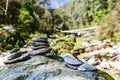 Stone pile on tourist track Royalty Free Stock Photo