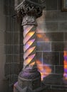 Stone pillar in colorful light