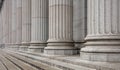 Stone pillars row and stairs detail. Classical building facade Royalty Free Stock Photo