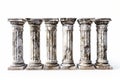 Stone Pillars Set Isolated, Old Roman Columns, Marble Greek Pillar, Rome Greece Architecture Royalty Free Stock Photo