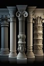 Stone Pillars Set, Old Roman Columns, Marble Greek Pillar, Rome Greece Architecture, Generative AI Illustration Royalty Free Stock Photo