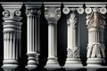 Stone Pillars Set, Old Roman Columns, Marble Greek Pillar, Rome Greece Architecture, Generative AI Illustration Royalty Free Stock Photo