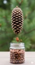 Stone pine pine nut and pine cone. Royalty Free Stock Photo