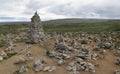 Stone piramid in the Artic Circle Centre Royalty Free Stock Photo