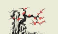 Stone plum Chinese painting banner