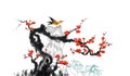 Stone plum flower and bird painting decorative painting Royalty Free Stock Photo