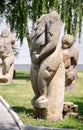 Stone polovtsian sculpture in park-museum of Lugansk, Ukraine Royalty Free Stock Photo