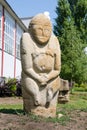 Stone polovtsian sculpture in park-museum of Lugansk, Ukraine