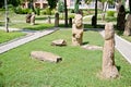 Stone polovtsian sculptures in park-museum of Lugansk, Ukraine Royalty Free Stock Photo