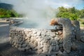 Stone pool mineral hot water