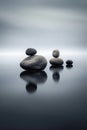 Stone Pyramid, Pebbles Balance Pile, Harmony Zen Stones, Balance Stack Abstract Generative AI Illustration