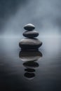 Stone Pyramid, Pebbles Balance Pile, Harmony Zen Stones, Balance Stack Abstract Generative AI Illustration