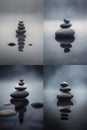 Stone Pyramid, Pebbles Balance Pile, Harmony Zen Stones, Balance Stack Abstract Generative AI Illustration