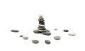 Stone Pyramid Isolated, Pebbles Balance Pile, Harmony Zen Stones, Balance Stack on White Background, Sea Pebble