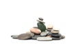 Stone Pyramid Isolated, Pebbles Balance Pile, Harmony Zen Stones, Balance Stack on White Background, Sea Pebble Royalty Free Stock Photo