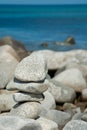 Stone pyramid at the seaside Royalty Free Stock Photo